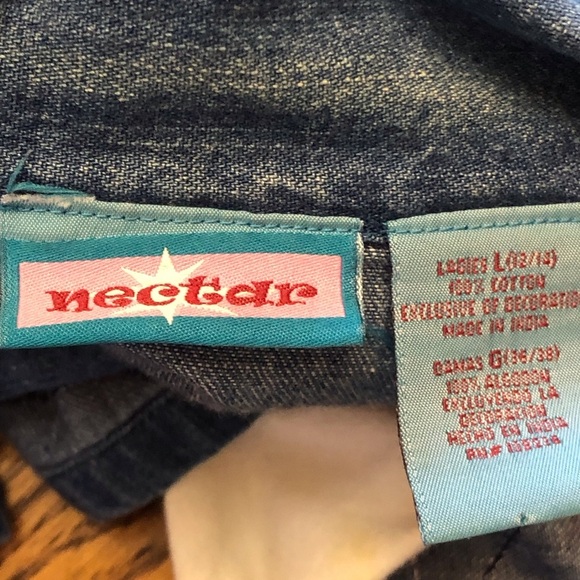 Embroidered Denim Shirt Jacket Shacket by Nectar Size Medium 12-14 - Picture 7 of 11